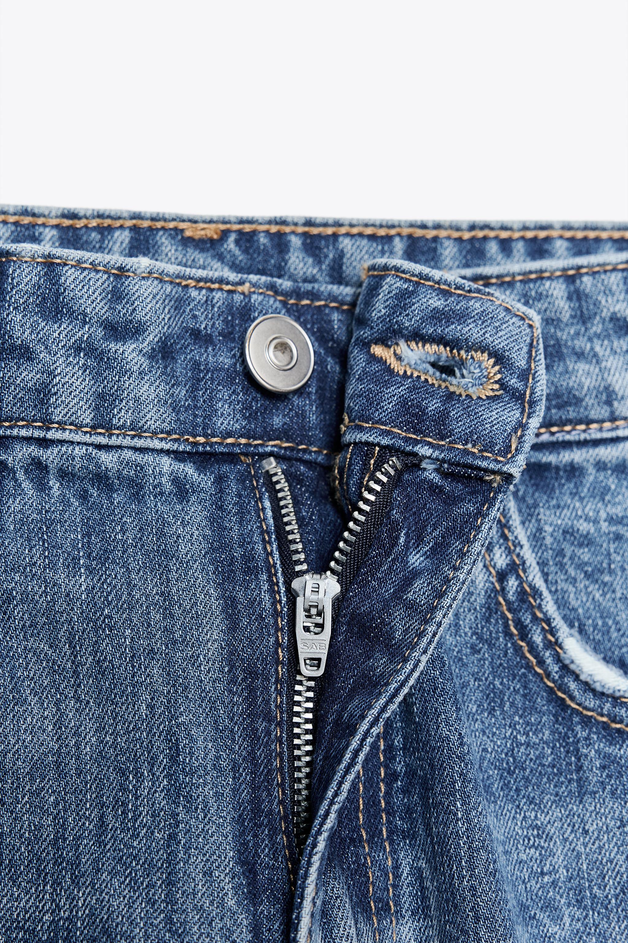 TRF MID-RISE RIPPED WIDE LEG JEANS